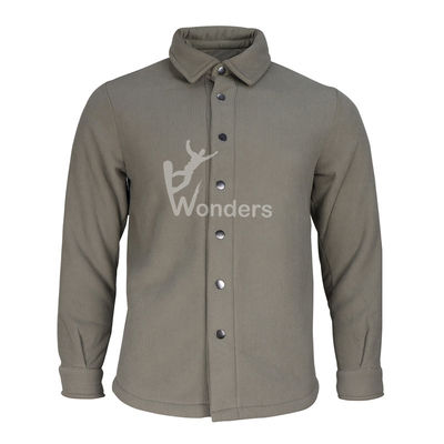 Hombres 100% Corduroy Bonded Teddy Fleece Camisa de concha suave reciclado teñido